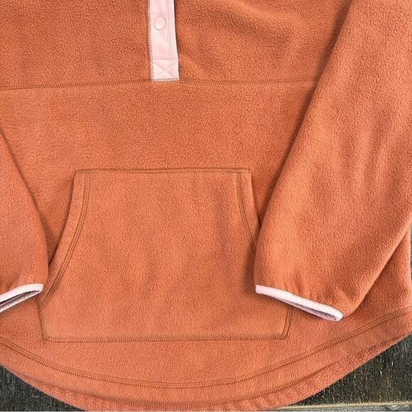 Sonoma Women's Fleece Pullover 1/4 Snap Buttons Burnt Orange Color Size L NWOT - Picture 7 of 9